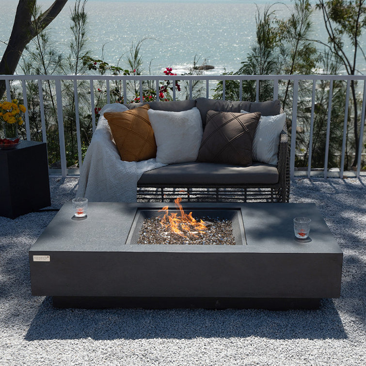 Elementi 13.8'' H x 60'' W Concrete Outdoor Fire Pit Table with Lid